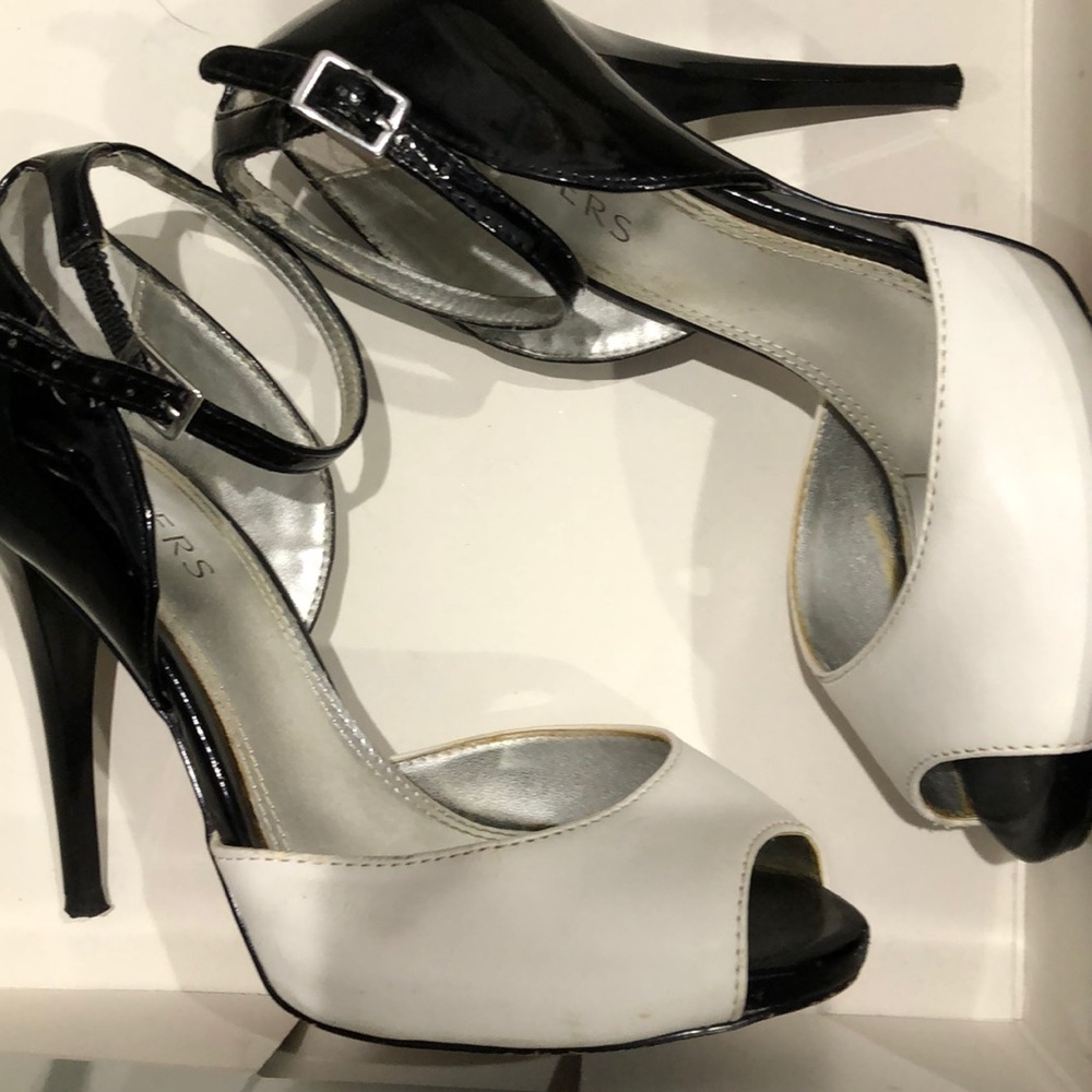 Black and white heels